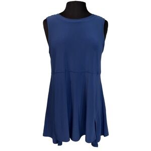 NEW By JJ Swing Tunic Tank Women's Small Blue Athliesure Active Sleeveless Slits